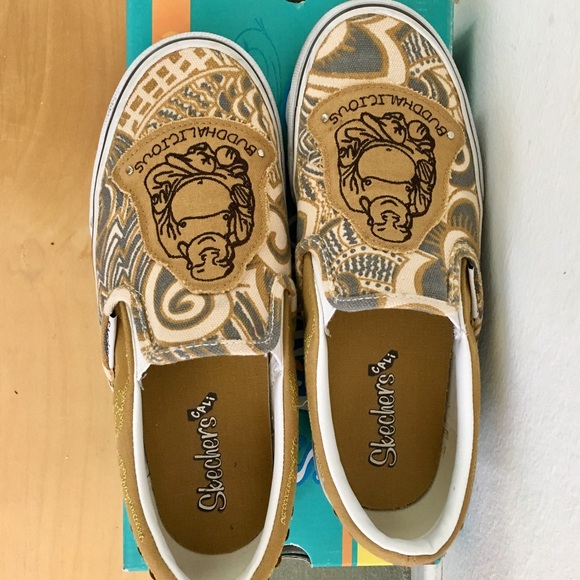 Vintage Skechers Cali Gold Sequins & Grey Slip On Sneakers Shoes VSCO 8 - Picture 2 of 6